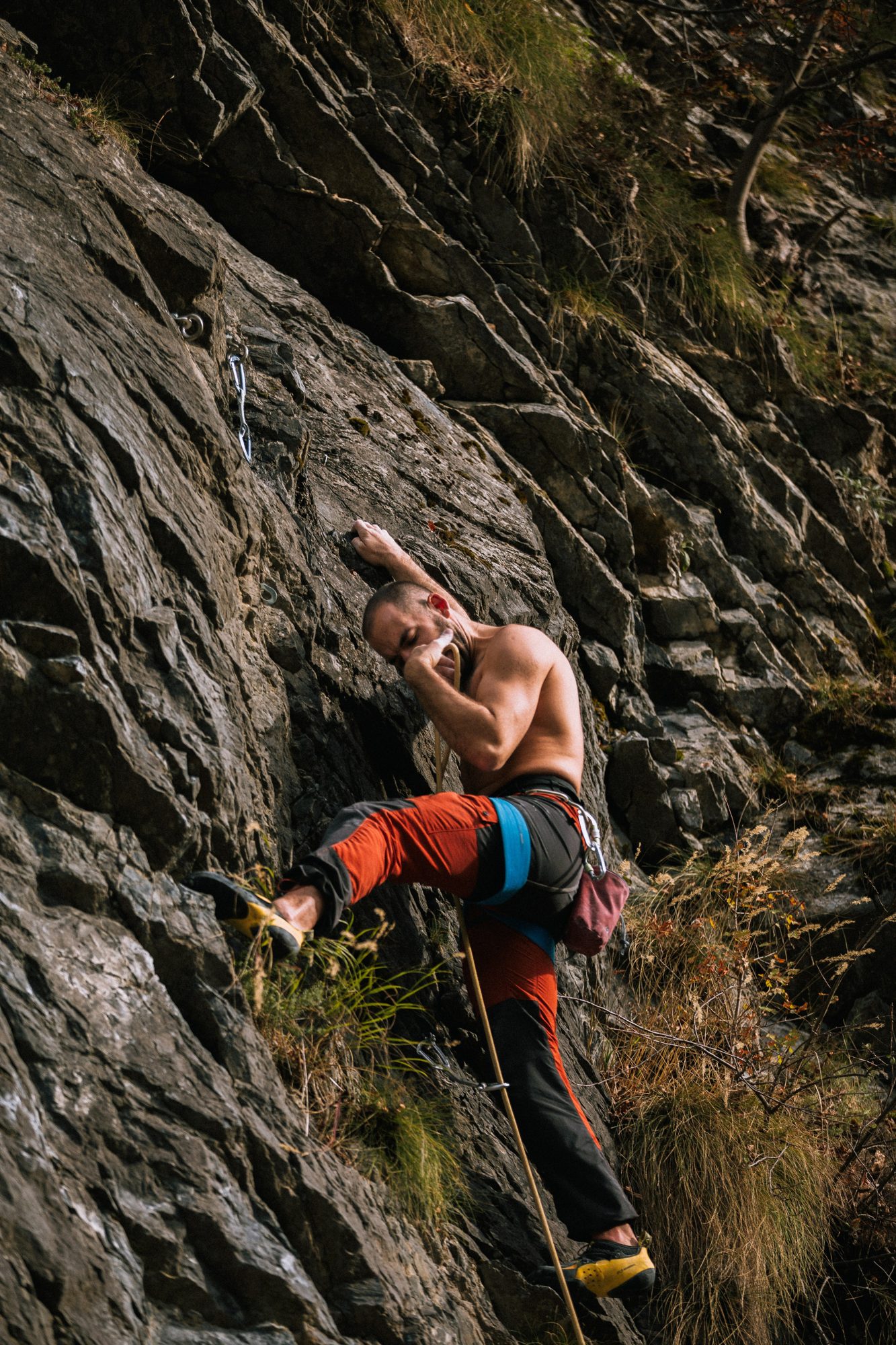 Sport climbing on a rock wall 4