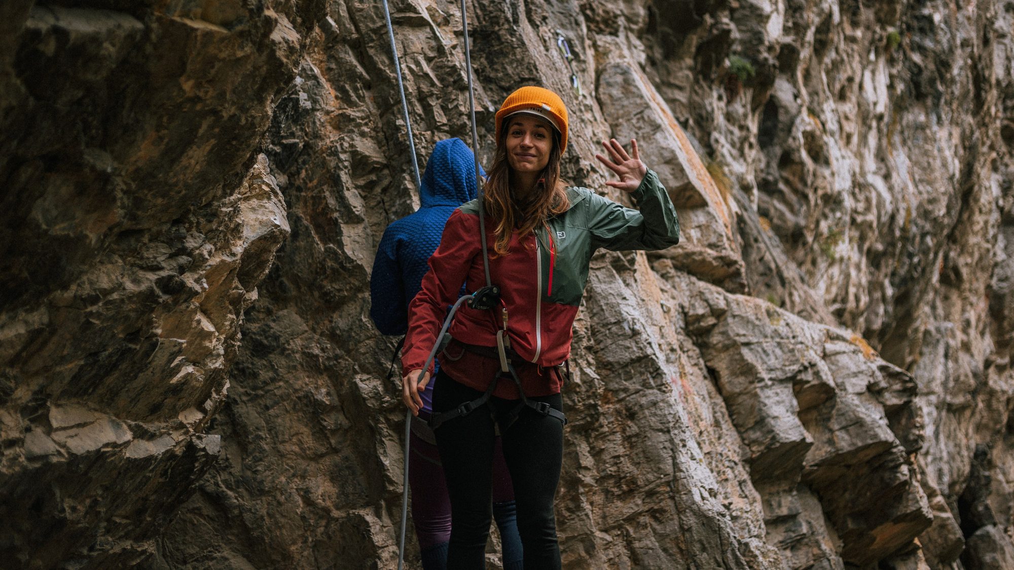 Sport climbing on a rock wall 6