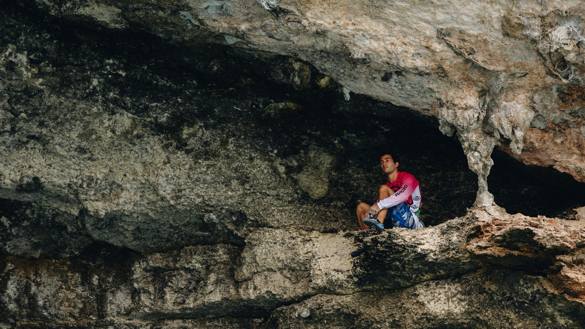 Climber on overhanging limestone 8