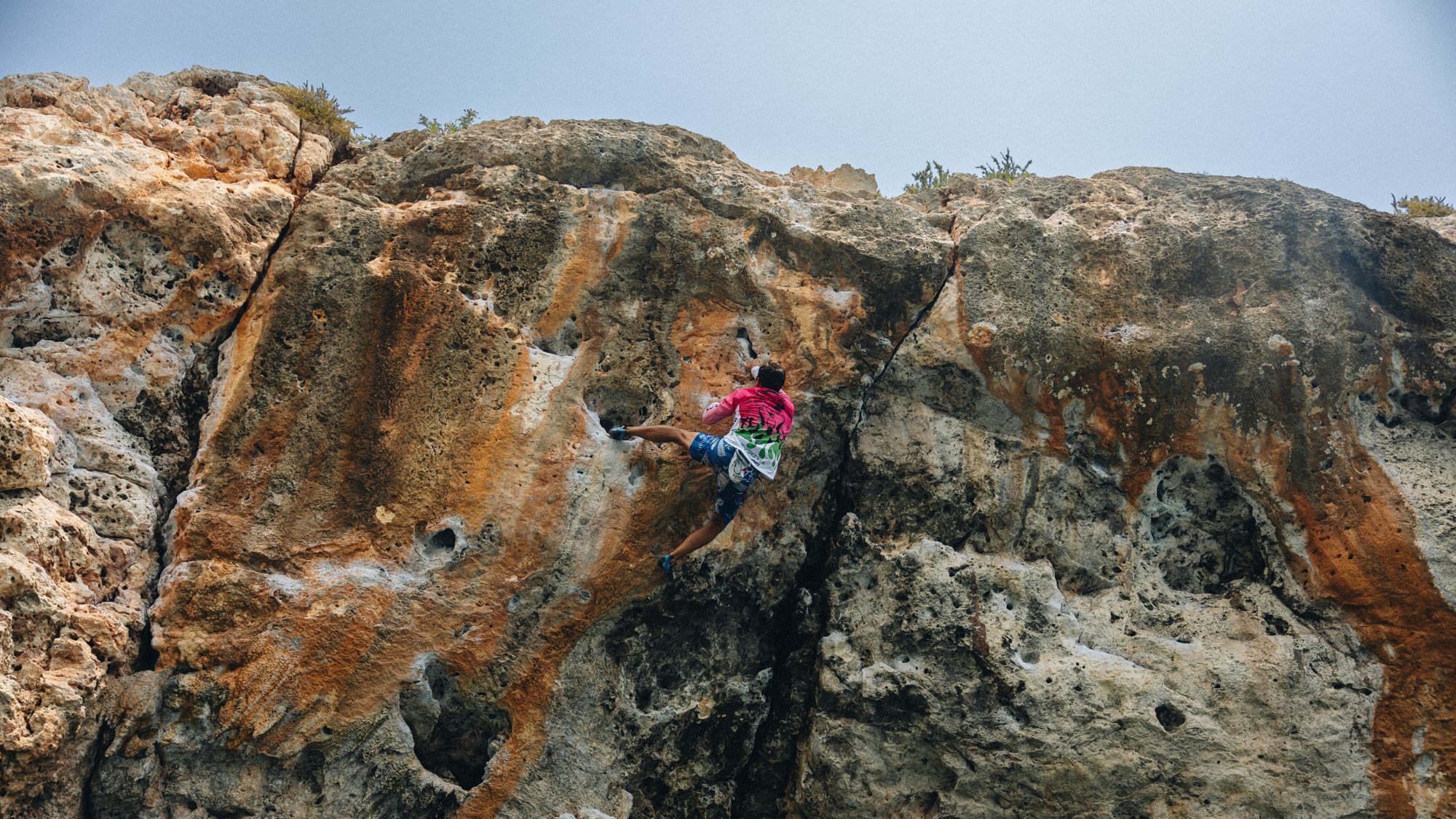 Climber on overhanging limestone 5