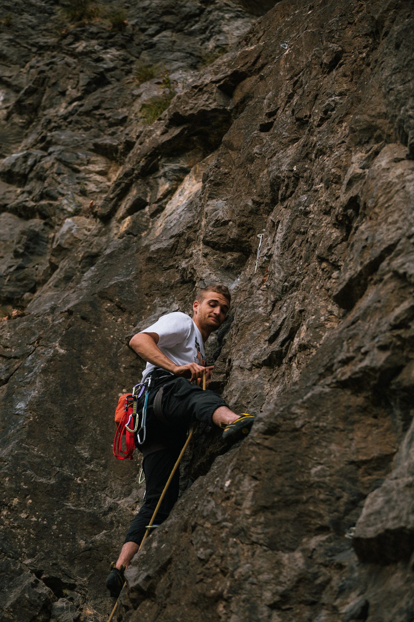 Sport climbing on a rock wall 2